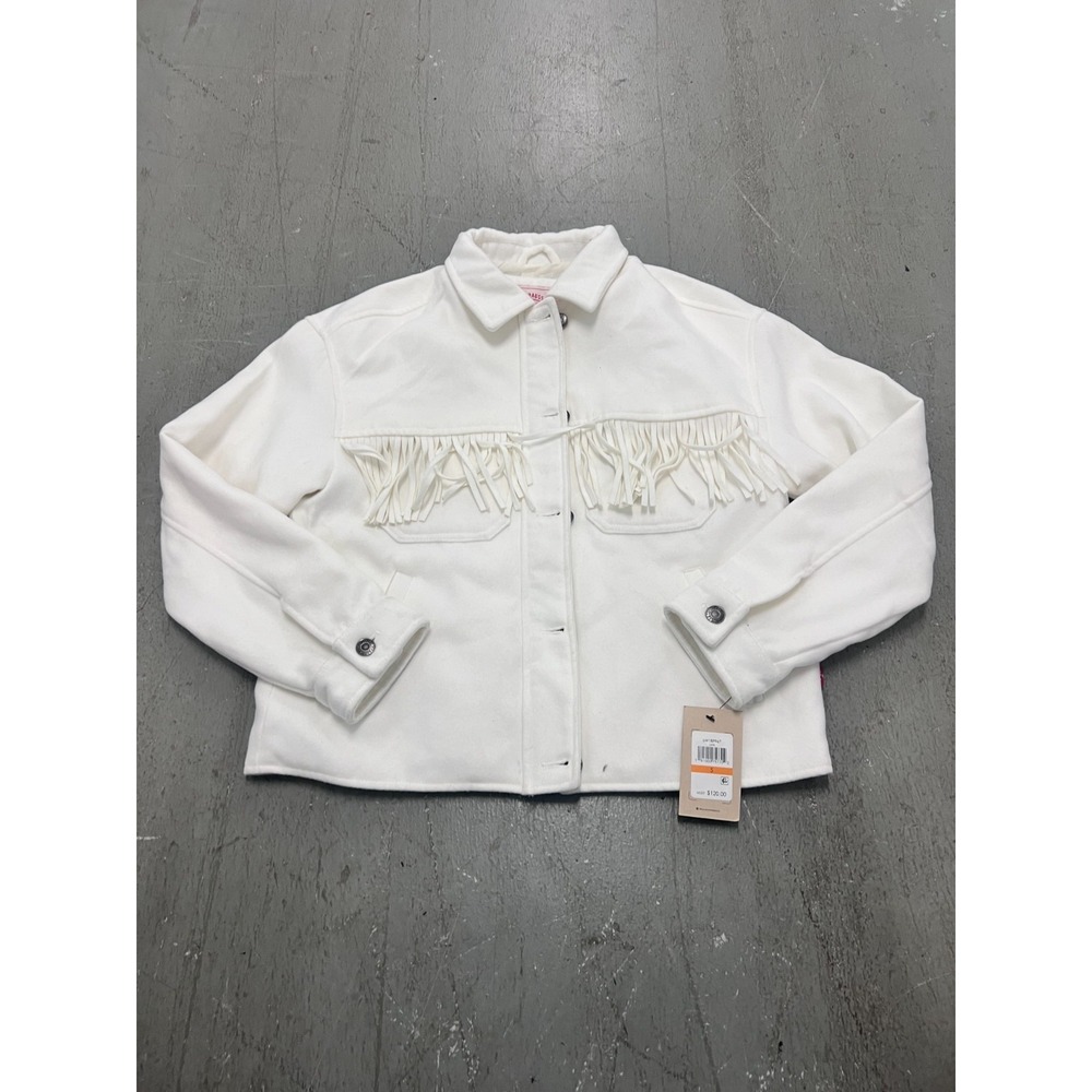 Levi's Western Jacket Womens Small White Fringe Trim Button Front Warm Wear NWT